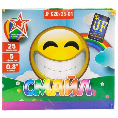 Фейерверк JF C20/25-01 Смайл (0,8" х 25 залпов) Фейерверк JF C20/25-01 Смайл (0,8" х 25 залпов)